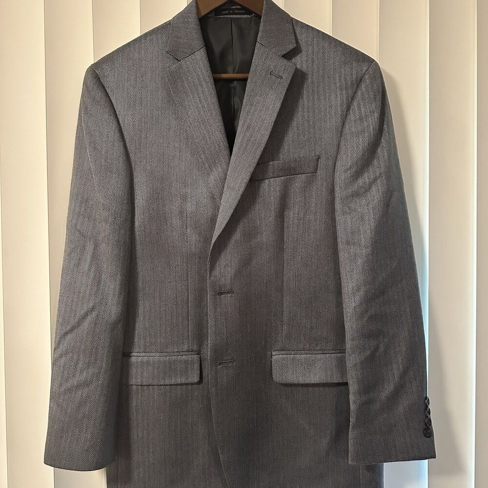 Chaps Blazer 40R Gray Herringbone Sport Coat 2 Button Classic Fit Men’s Jacket